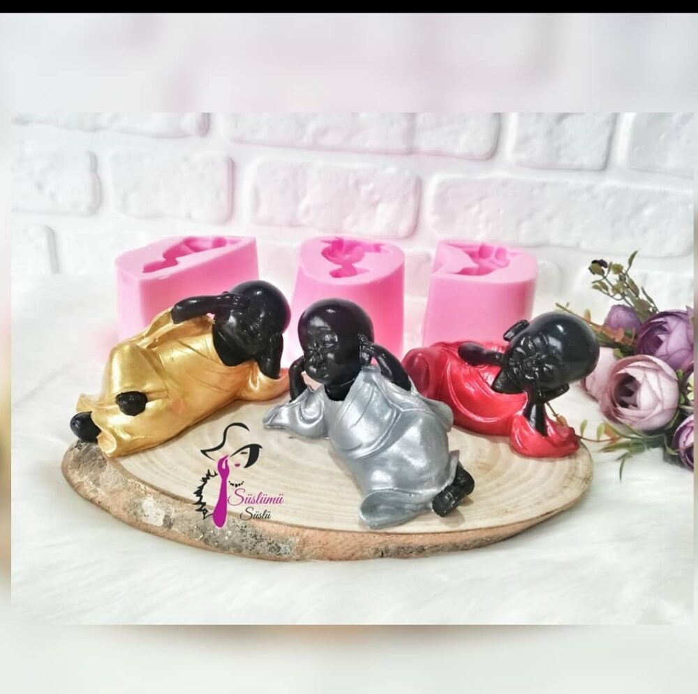 3'LÜ YATAN BUDHA SİLİKON KALIBI
